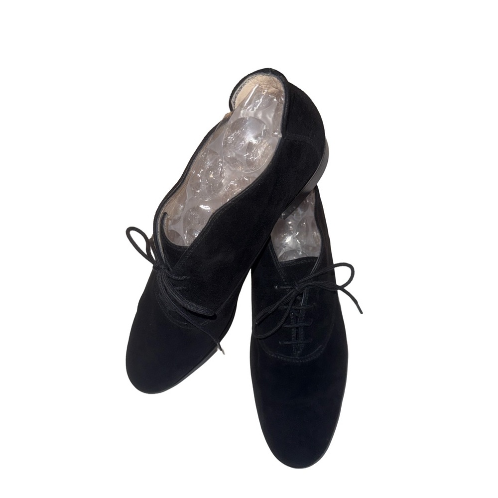 SILVIA FIORENTINA Black Suede Lace Up Oxford Flats Italy Size 6M- RARE Vintage - Picture 11 of 16